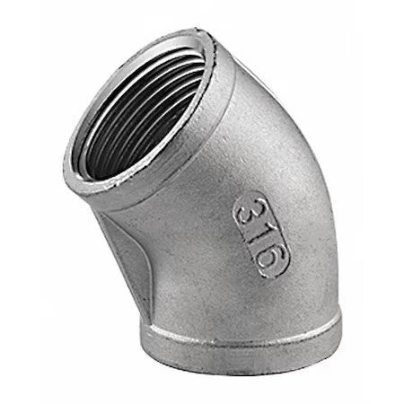 Zoro Select 604E111n112 1-1/2" Fnpt 316 Ss 45 Degree Elbow
