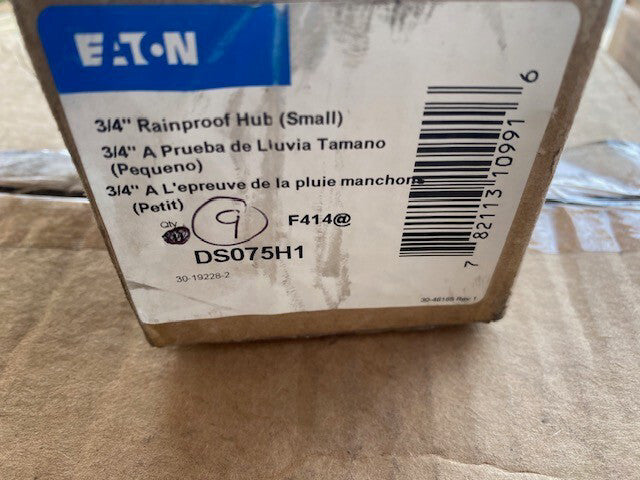 (9 PACK) EATON DS075H1 3/4" RAIN PROOF NEMA 3R CONDUIT HUB