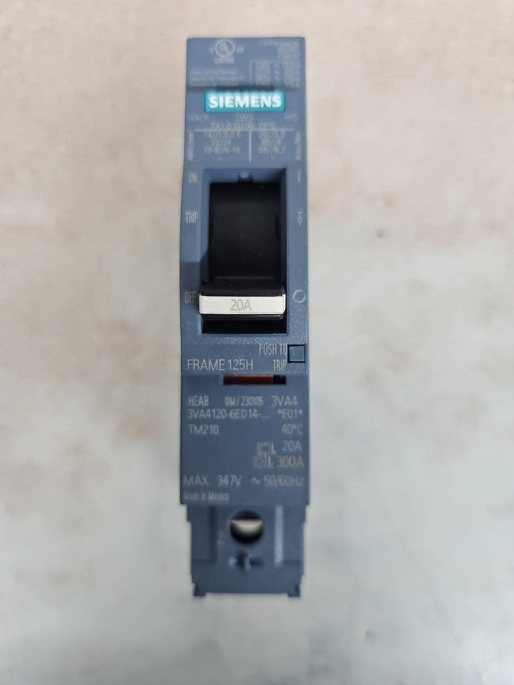 SIEMENS 3VA4120 -6ED14-0AA0 CIRCUIT BREAKER 1P 20A NTO