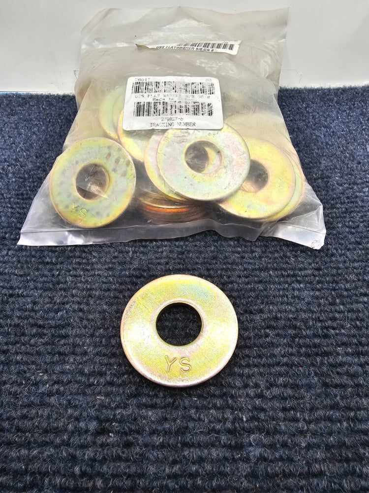 (50 PIECES) 76017 USS Flat Washers 5/8 Grade 8 Steel Zinc Yellow
