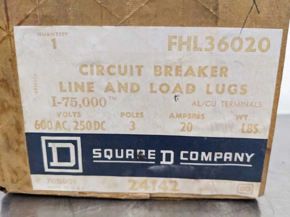 Square D FHL36020 Circuit Breaker 600 VAC 20A 3 Poles