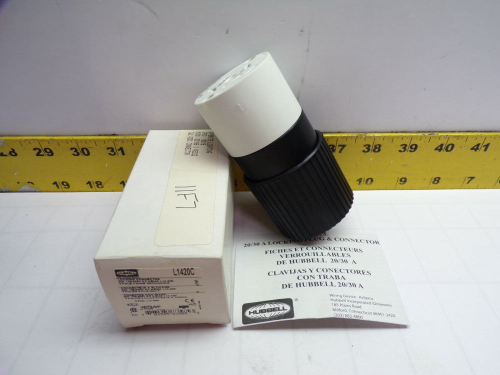 NEW HUBBELL 20 AMP LOCKING PLUG & CONNECTOR 125/250V 3 POLE 4 WIRE  L1420C