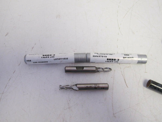 (2) Weldon SKB8-2 HSS Ski-Kut 1/4 x 3/8 x 2-7/16 x 5/8 Roughing End Mill New