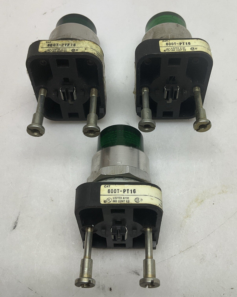 3 Pack Allen Bradley 800T-PT16 Series T Push To Test Green Pilot Light 120v