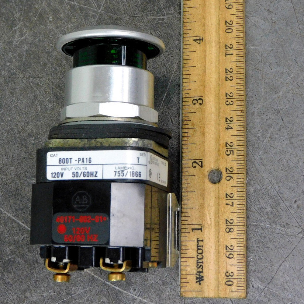 Allen Bradley Green Push Button 800T-PA16 40171-002-01 Ser T  w/ Mushroom Head