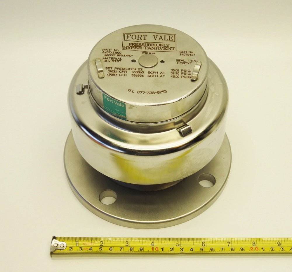 Fort Vale Pressure Only Hyper Tank Vent Flange Mount A407/13000 316 Stainless