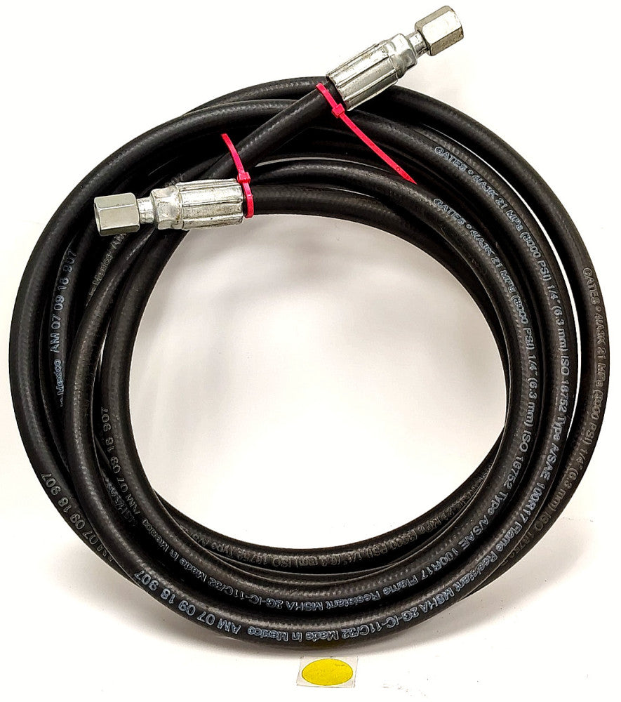 GATES 1/4" HYDRAULIC WIRE BRAIDED HOSE 15' 4-1/2" LONG 21 MPA 3000 PSI 41A3K
