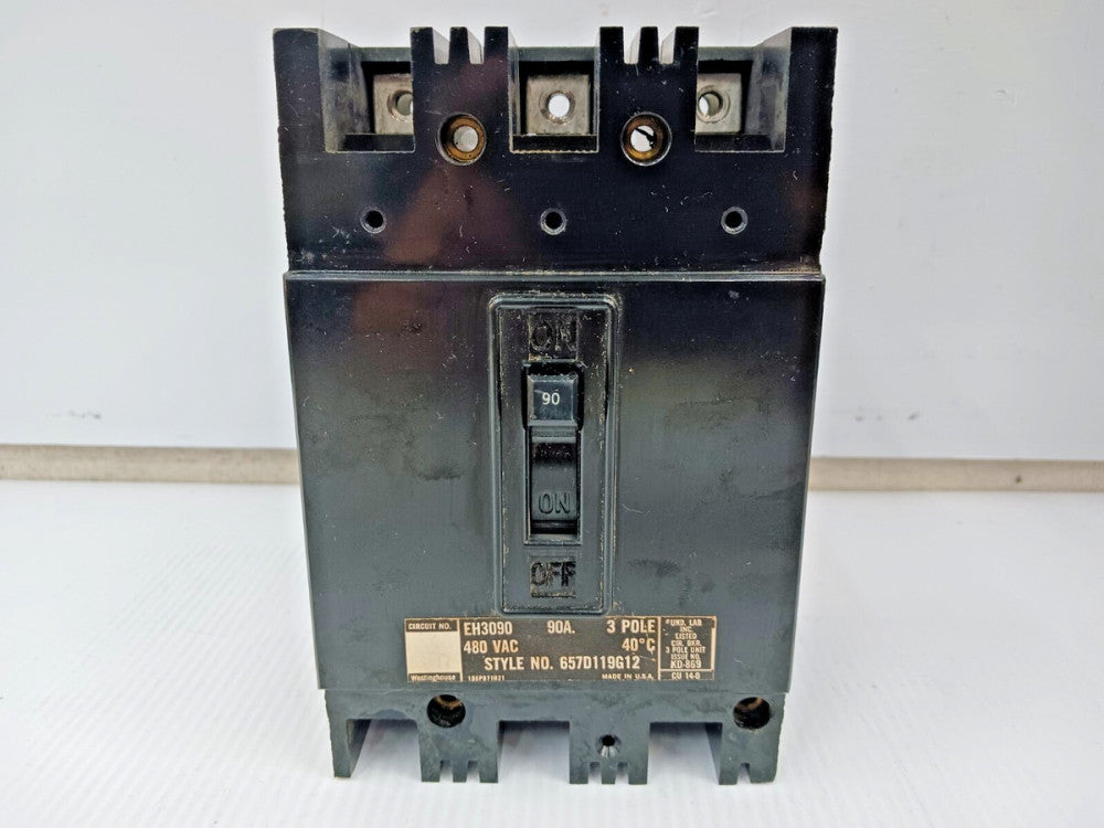 WESTINGHOUSE 90 AMP CIRCUIT BREAKER 3 POLE 480 VAC EH3090