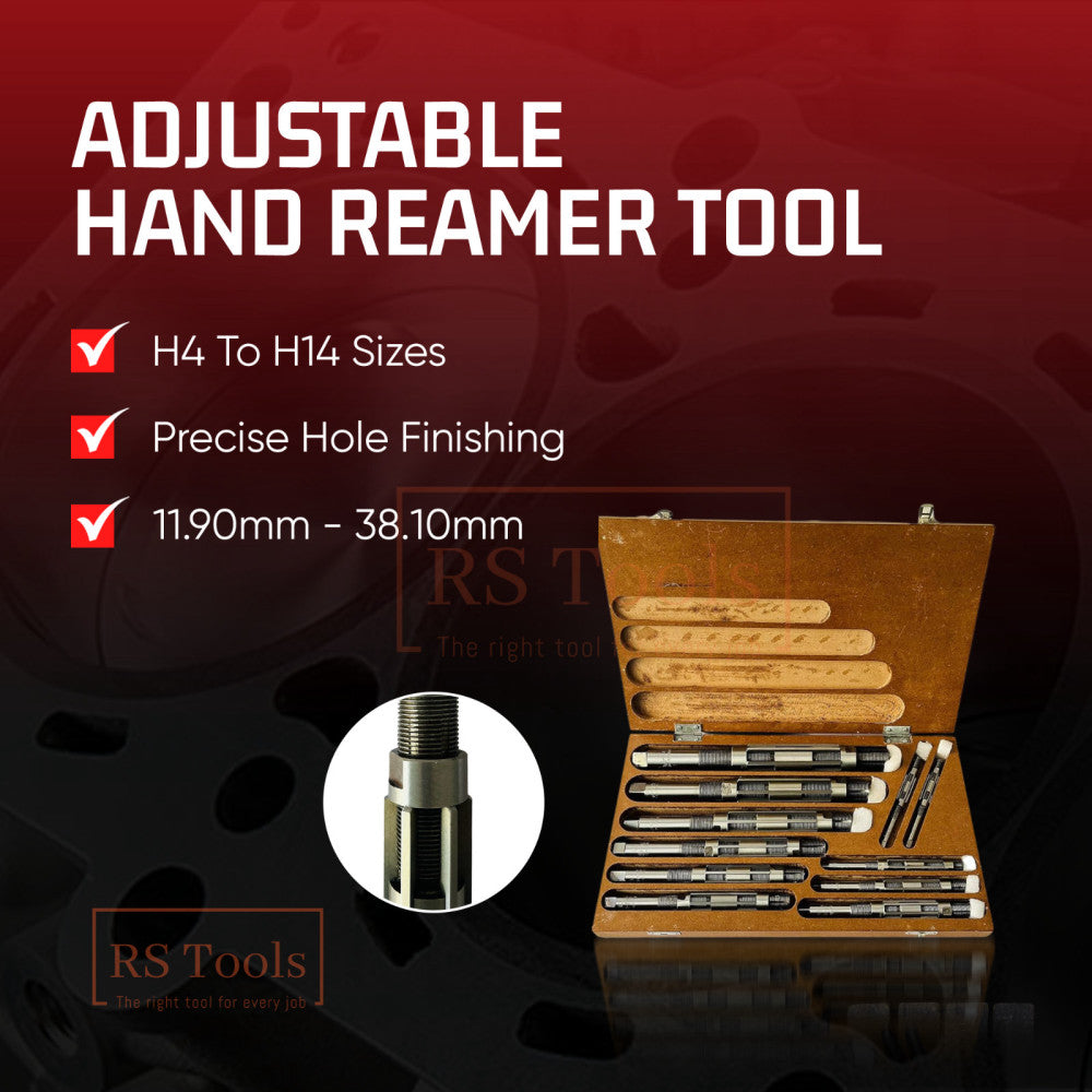 11 Pcs Adjustable Hand Reamers Sizes H4 to H14 (15/32inch to 1.1/2inch)