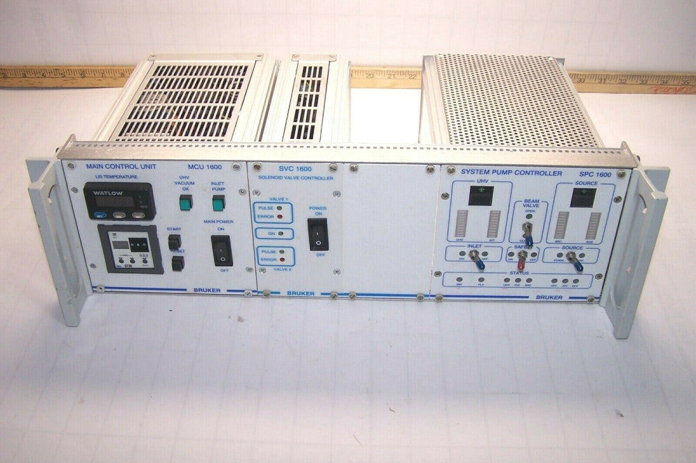 BRUKER MCU 1600 CONTROL UNIT W/ SVC 1600 & SPC 1600 SOLENOID & PUMP CONTROLLERS