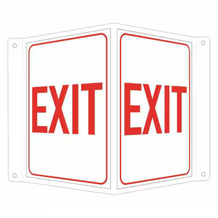 Lyle Lcvb-0039-Ra_7X10 Exit Sign, Recycled Aluminum, 12-1/4" W, 10" H, White