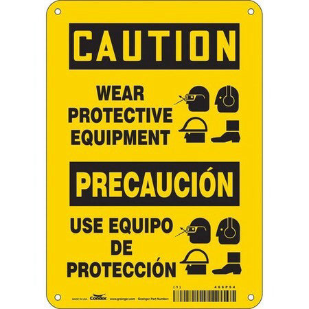 Condor 466P54 Safety Sign, 10 In Height, 7 In Width, Aluminum, Horizontal