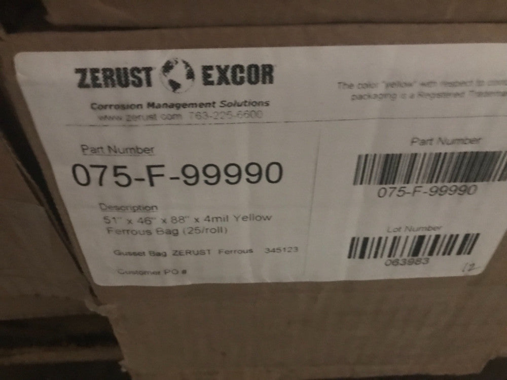 GENUINE Zerust Film Ferrous Gusset Bags 51" x 46" x 88" x 4 mil   25 / ROLL
