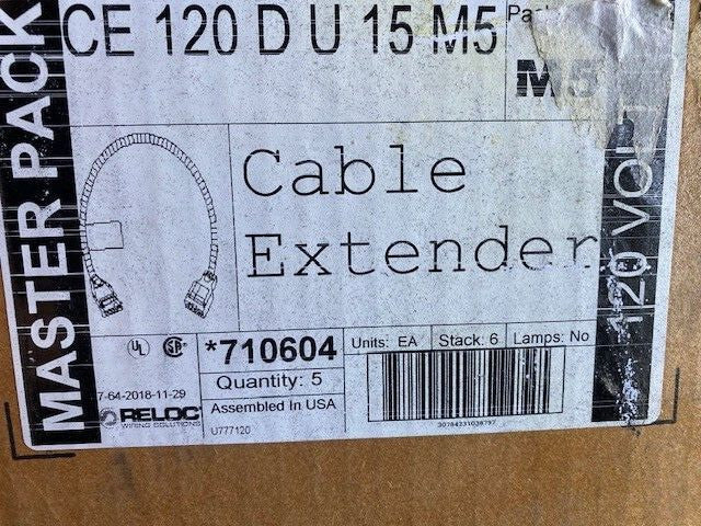 (5 PACK) RELOC/ACUITY CE 120 D U 15 CABLE EXTENDER 21GN3  / 710604