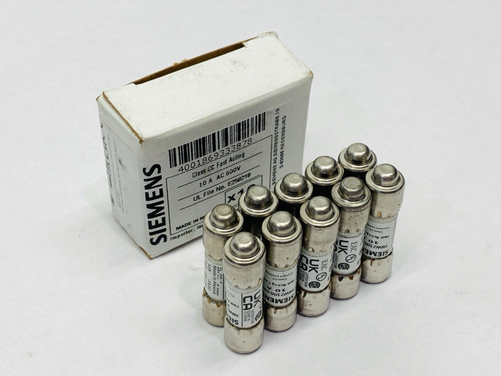 Siemens 3NW2100-0HG Cylindrical Fuse Link Class CC 10A 600V LOT OF 10