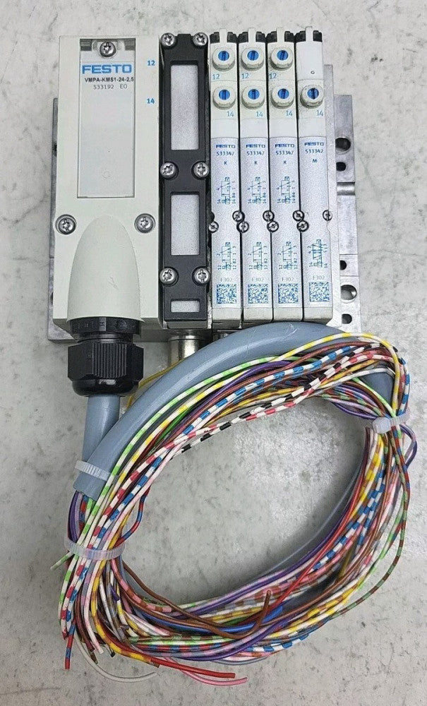 Festo VMPA-KMS1-24-2,5 Manifold MPA-MPM-VI w/ 1 533342 and 3 533347 Valves Used