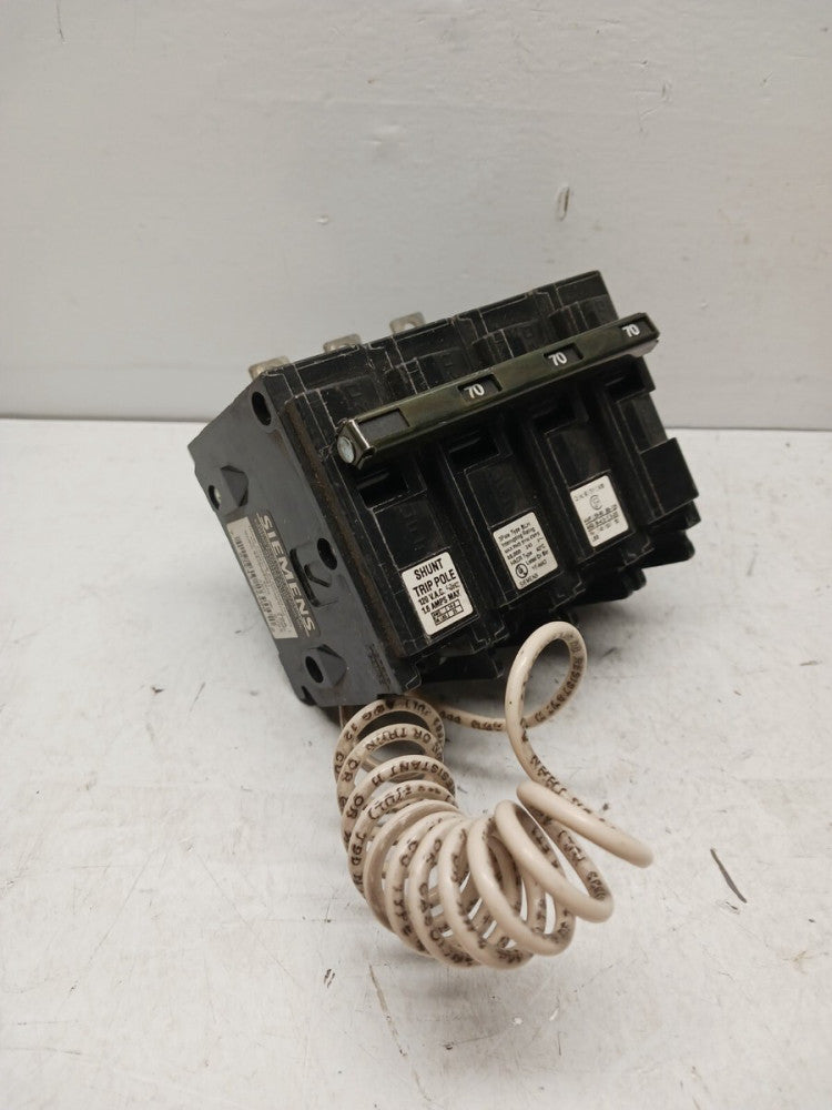 SIEMENS B370H00S01 70 AMP SHUNT-TRIP CIRCUIT BREAKER 3 POLE 240 VAC