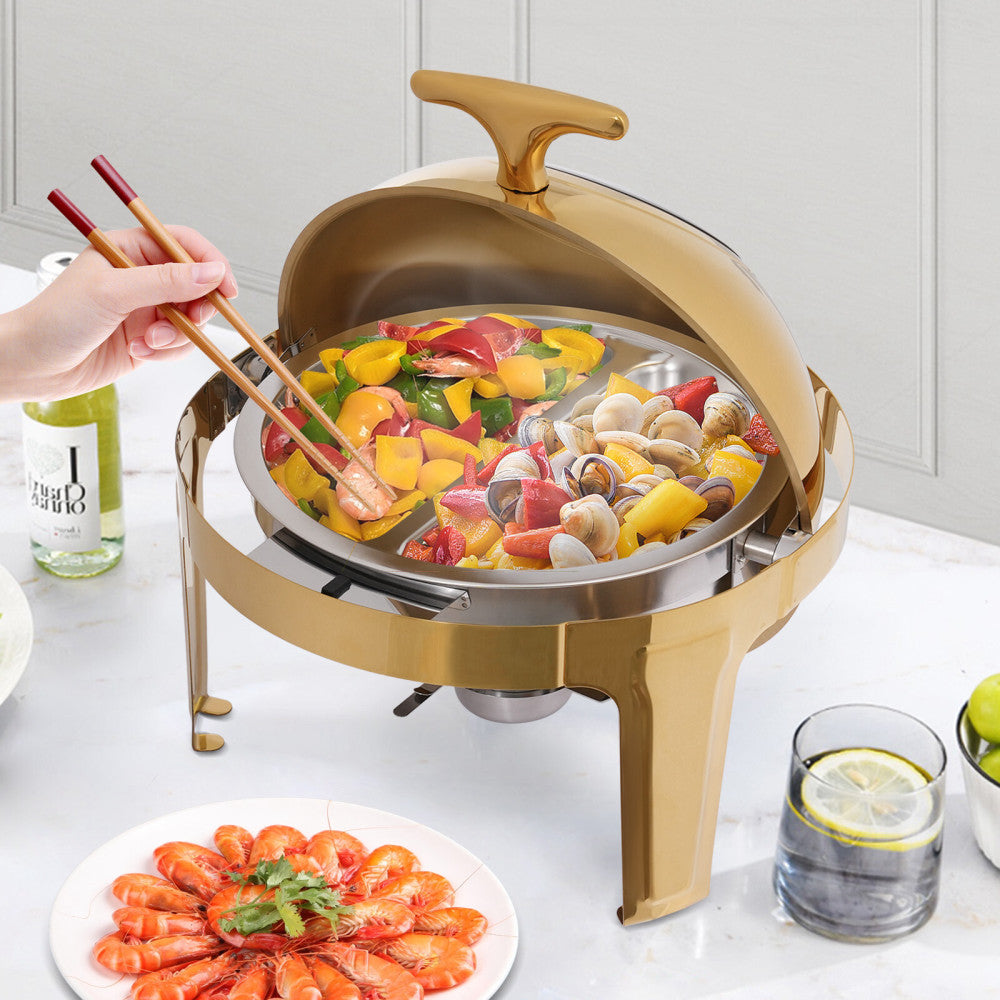 8L/8.45qt Round Chafing Dish Stainless Steel Chafer Buffet Catering Warmer Set