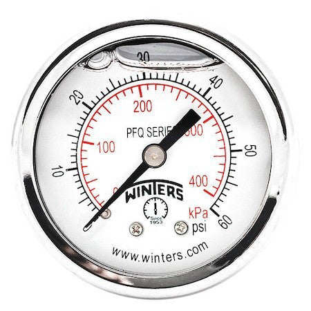 Winters Pfq2488-Dry-2Ff Panel-Mount Pressure Gauge, 0 To 60 Psi, 2 In Dial, 1/4