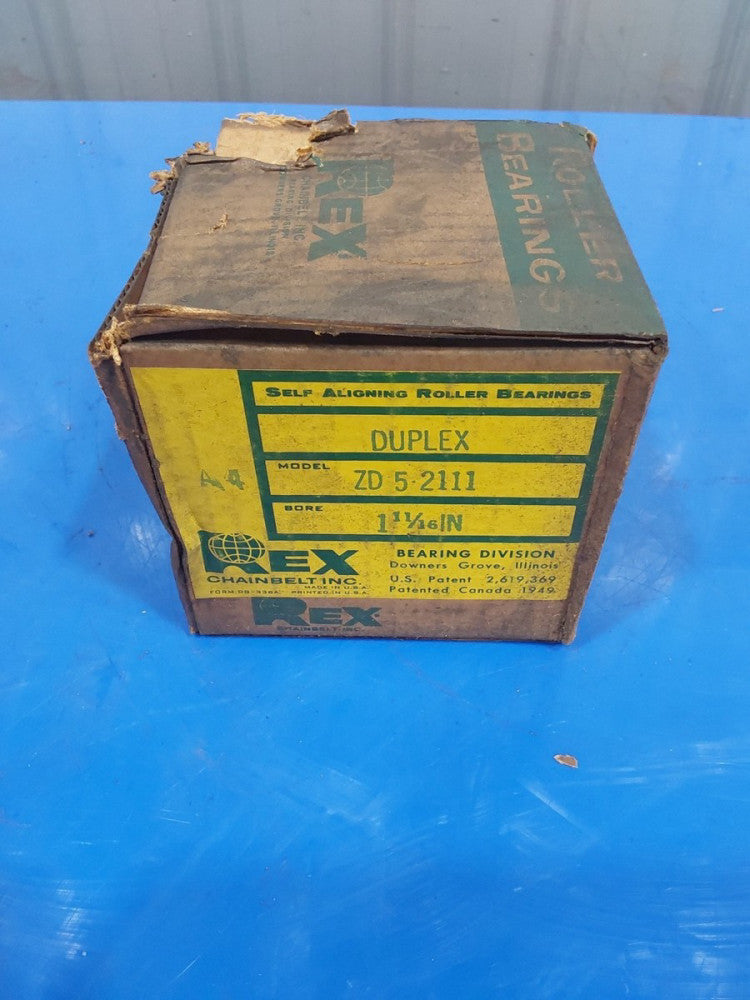 REX, ZD-5-2111 SELF ALIGNING BEARING, DUPLEX, BORE 1" 11/16"