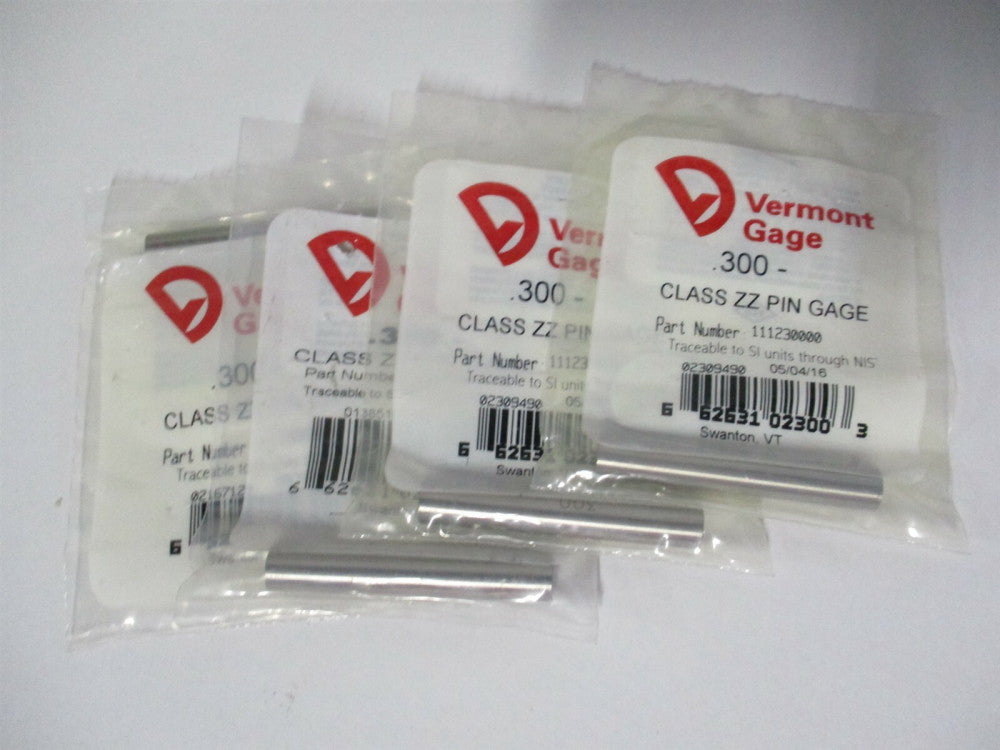 Vermont Gage (111230000) 0.3" Diam Class ZZ Minus Plug & Pin Gage - Lot of 4