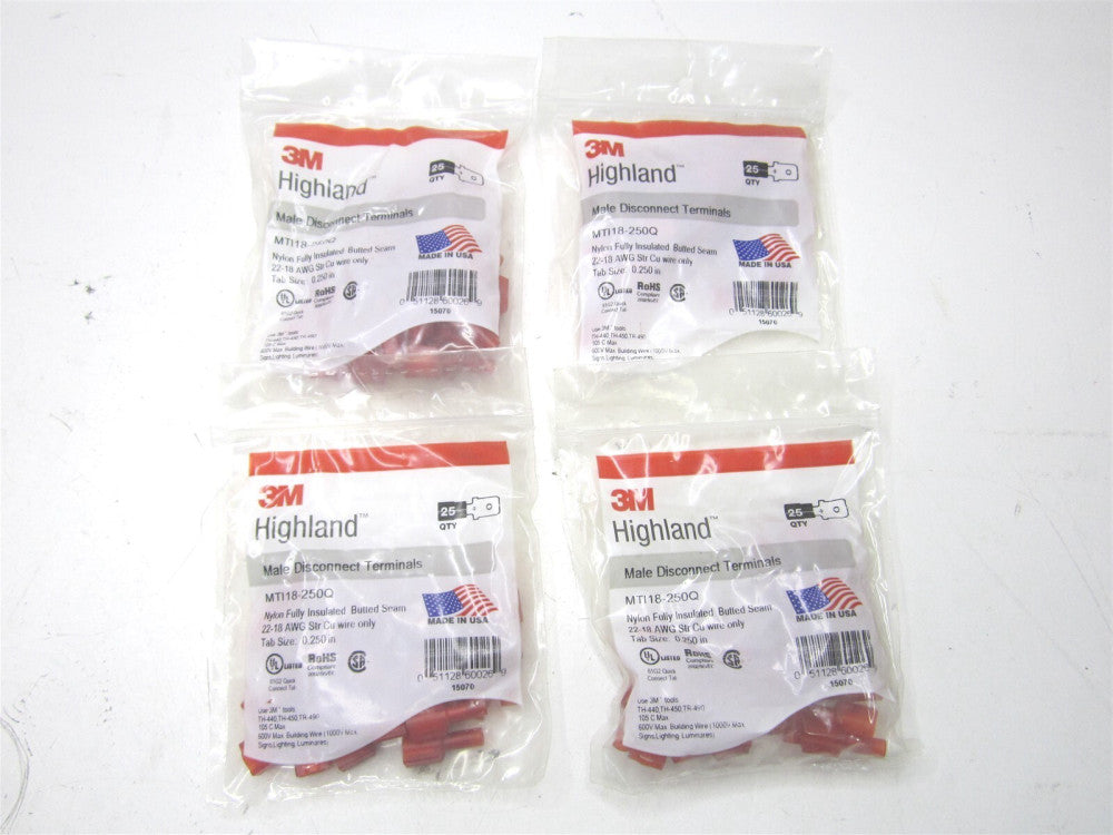3M (MTI18-250Q) 0.032 in x 0.250 in Butted Male Disconnect 25ct. - Lot of 4 