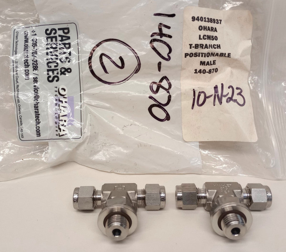 O'HARA 140-870 SS Tee Fitting 1/4" Compression Ends 1/4" Oring End (Pack Of 2)