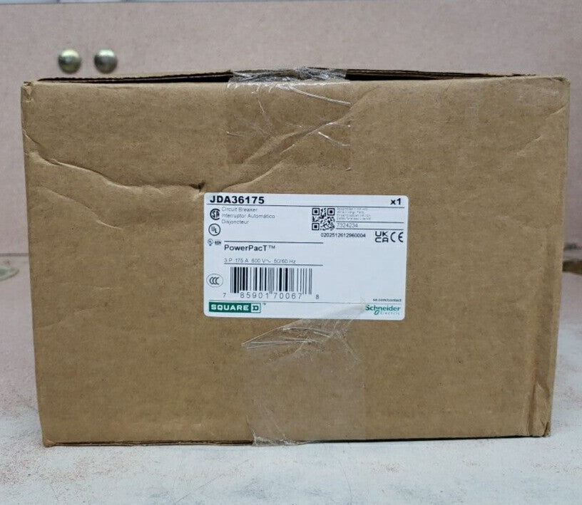 NEW - SQUARE D  JDA36175  CIRCUIT BREAKER - PowerPacT J, 175A, 3 pole, 600VAC