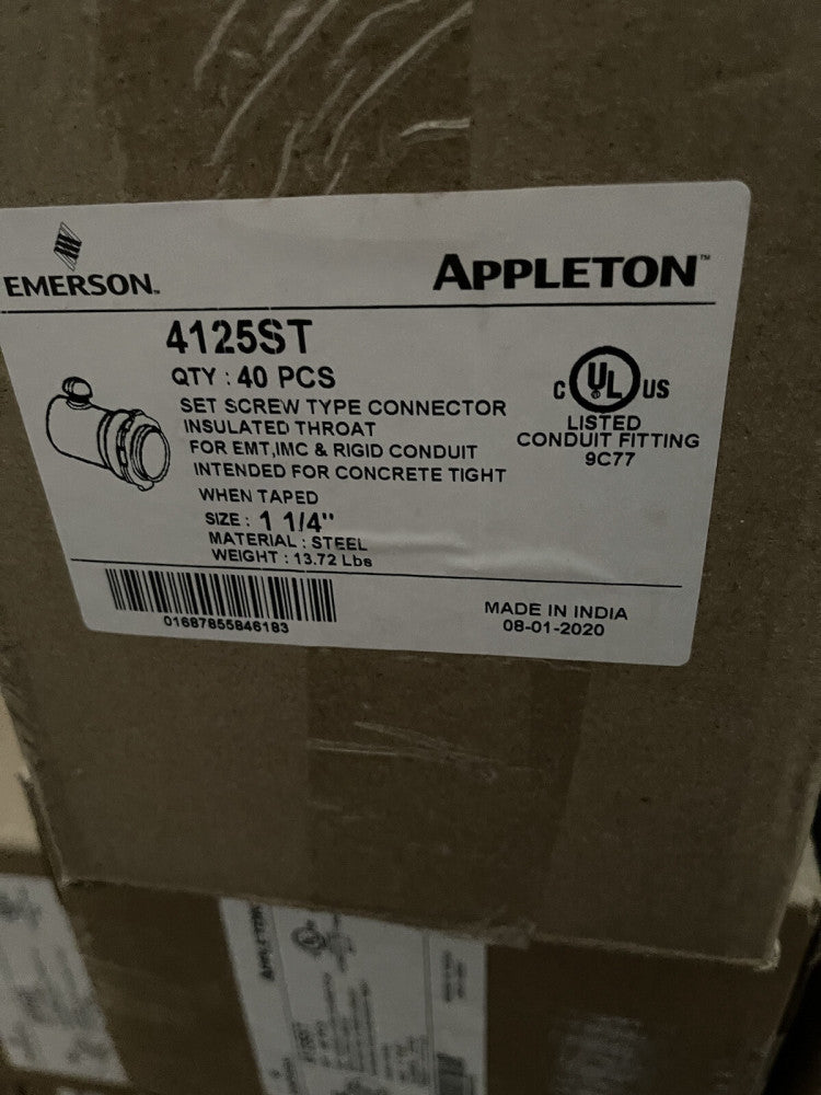(CASE OF 40) EMERSON APPLETON 4125ST SET SCREW TPE CONNECTOR 1-1/4"