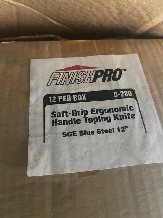 (12 PC CASE) GOLDBLATT FINISH PRO 5-280 BLUE STEEL TAPING KNIFE, SOFT HANDLE 12"
