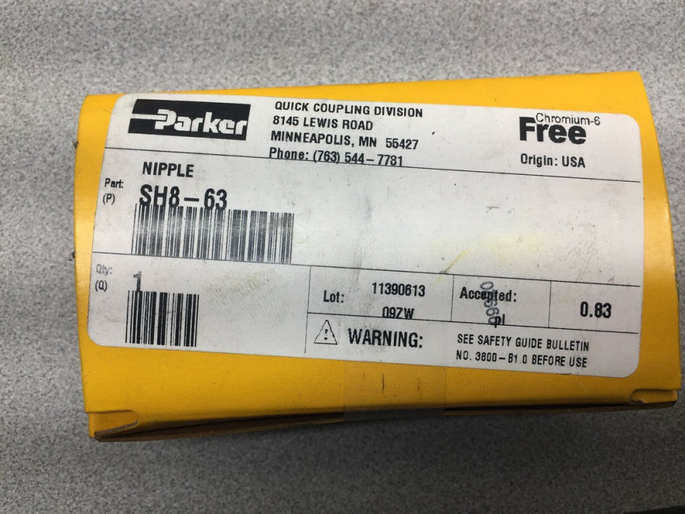 NEW IN BOX PARKER 1" SS QUICK COUPLING NIPPLE S8-63