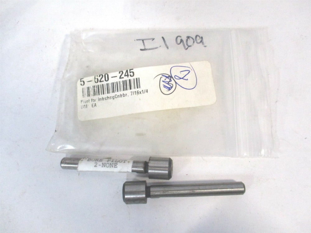 (5-620-245) 1/4" x 7/16" Carbon Steel Counterbore Pilot - Lot of 2