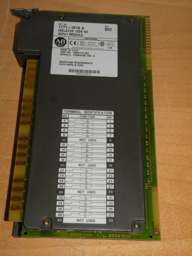 Allen Bradley, 1771 ID16A Rev G02 Isolated 120 Volt Input Module