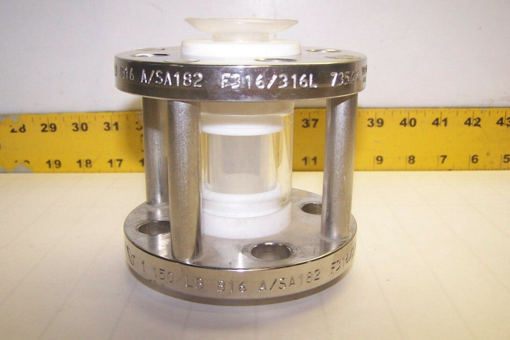 VIRAJ 1" PORT X 4" LONG X 4" DIA 4 BOLT FLANGE STAINLESS SIGHT GLASS 