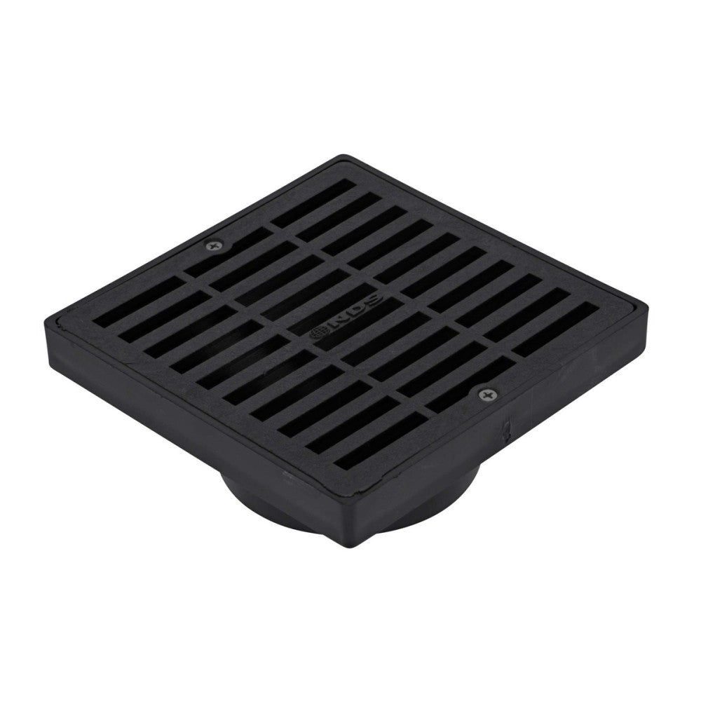640 6-Inch Square Grate with Low-Profile Adapter Drain, Connects to 3-Inch an...