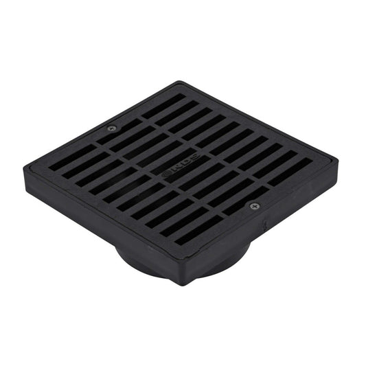 640 6-Inch Square Grate with Low-Profile Adapter Drain, Connects to 3-Inch an...