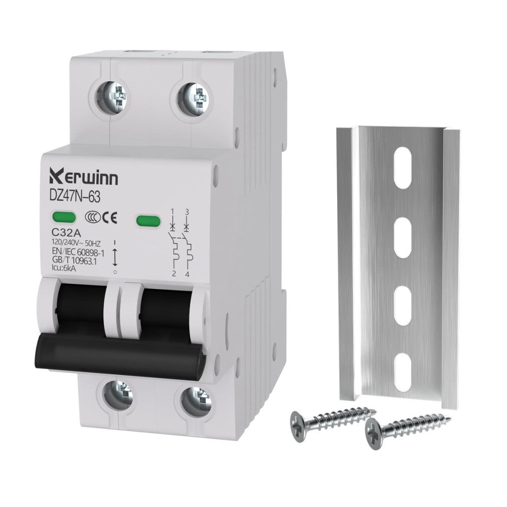 Miniature Circuit Breaker 120V/240V ac Circuit Breaker 2Pole 32Amp Smart Circ...