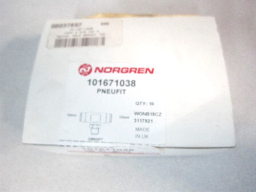 Norgren (101671038) 10.00 mm 260 psi Push-to-Connect Swivel Tee Adapter - Qty 10