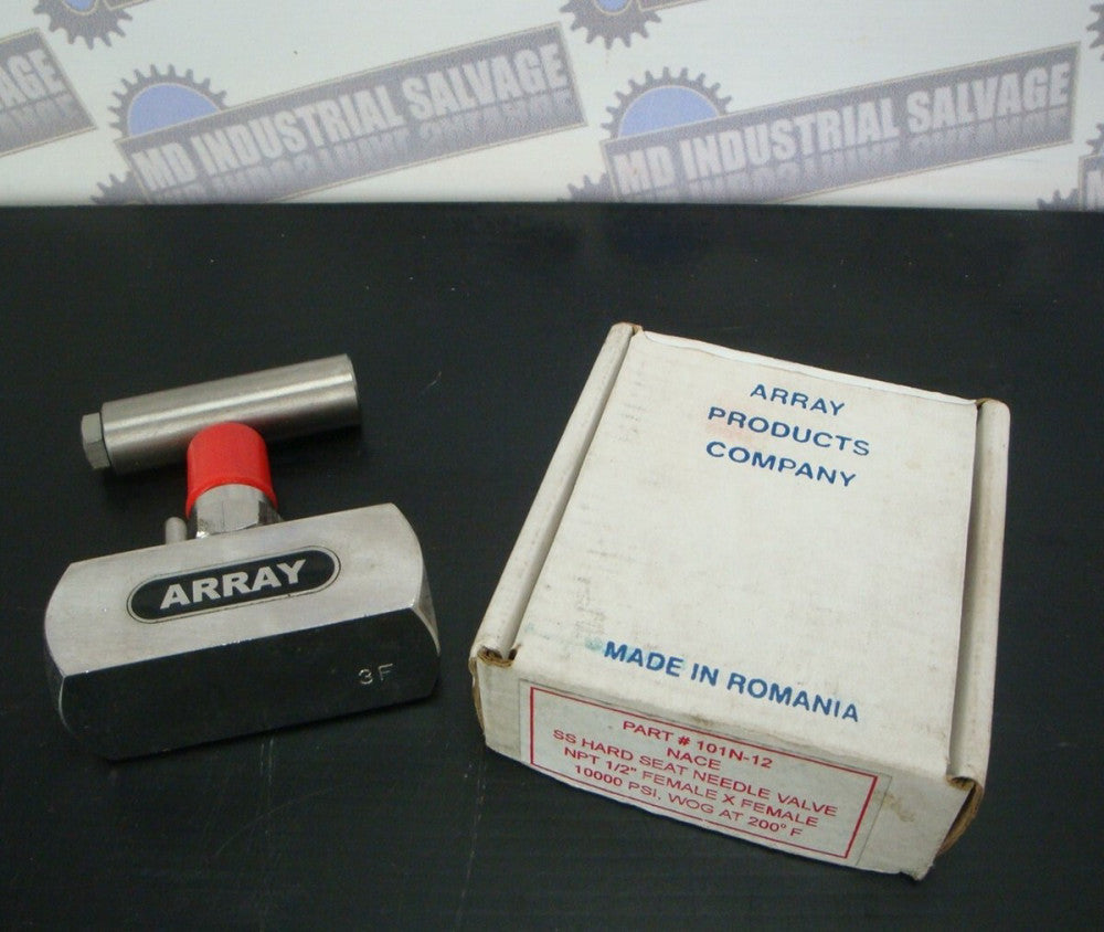 ARRAY 101N-12 SS Hard Seat Needle Valve NPT 1/2" FEMALE 10,000 PSI @ 200° (NEW)