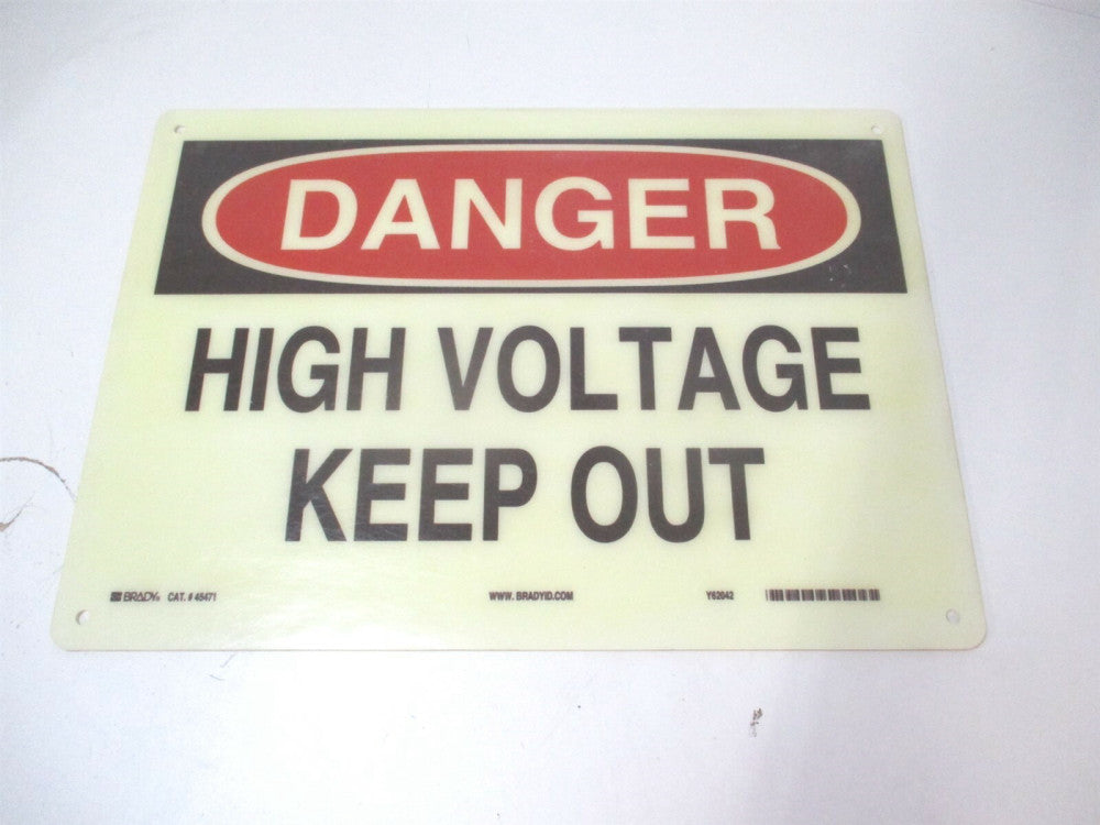 Brady (45471) 10" x 14" Danger High Voltage Keep Out White Fiberglass Sign