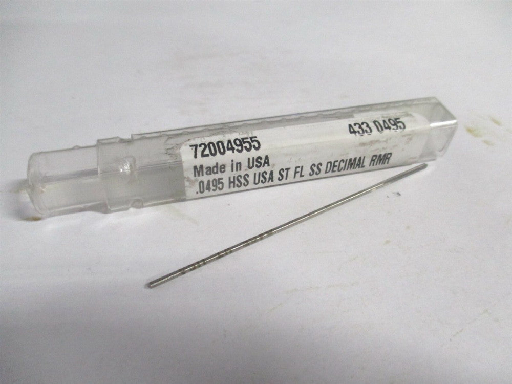 (433-0.0495) 0.0495" x 1/2" x 2-1/2" Straight Shank HSS 4-Flute Chucking Reamer 