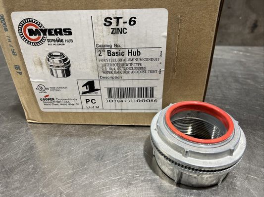 (1) Cooper Crouse Hinds Myers Scru-tite Hub Conduit Fittings ST-6 2" Zinc NOS