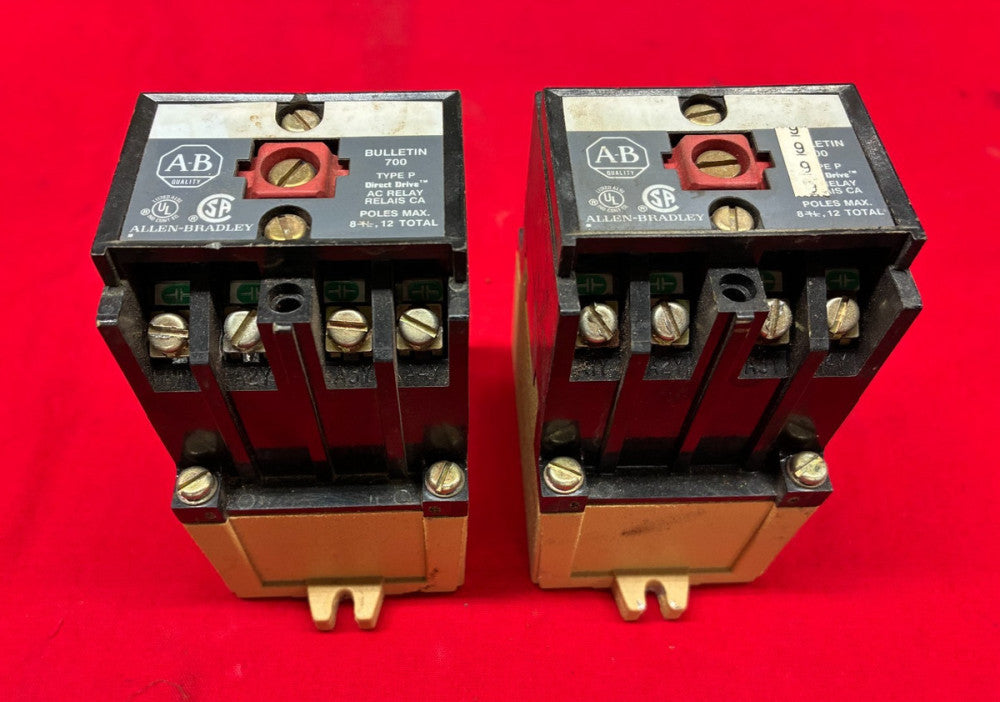 ALLEN-BRADLEY TYPE P DIRECT DRIVE AC RELAY CAT:700-P400A1 SERIES:B (LOT OF 2)
