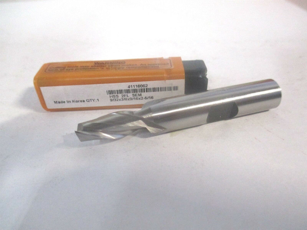 (E1030018) 9/32" x 9/16" x 3/8" x 2-5/16" High Speed Steel 2Fl Square End Mill 