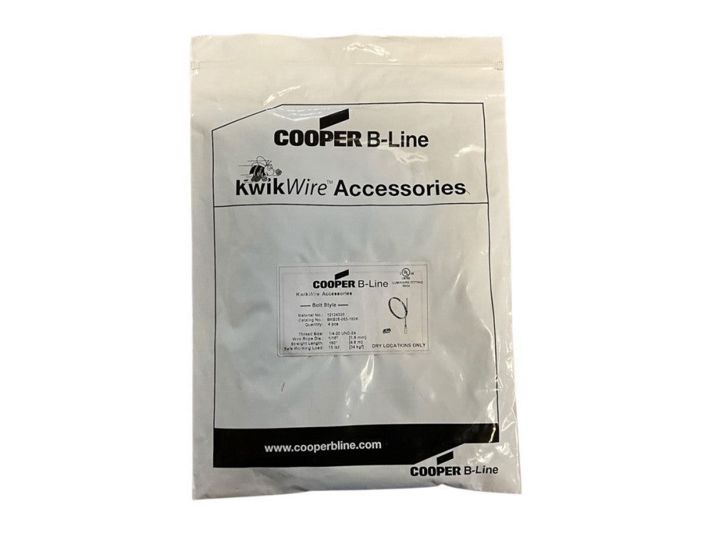 PACK OF 4 COOPER B-LINE BKB25-063-180K, 1/16" WIRE MAX, 180" WIRE LENGTH