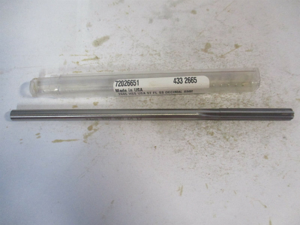 (433-0.2665) 0.2665" x 1-1/2" x 6" Straight Shank HSS 6-Flute Chucking Reamer 
