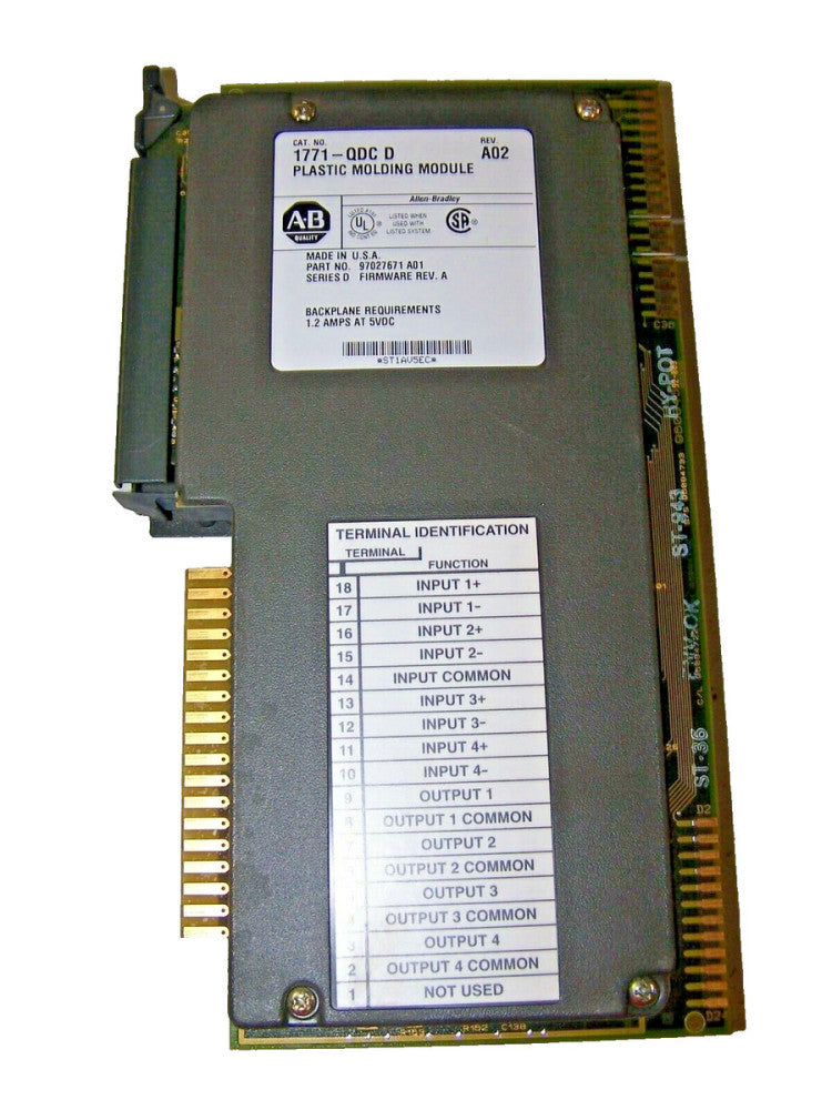 ALLEN BRADLEY PLASTIC MOLDING MODULE  1771-QDC/D REV A02 SER D FRW REV A