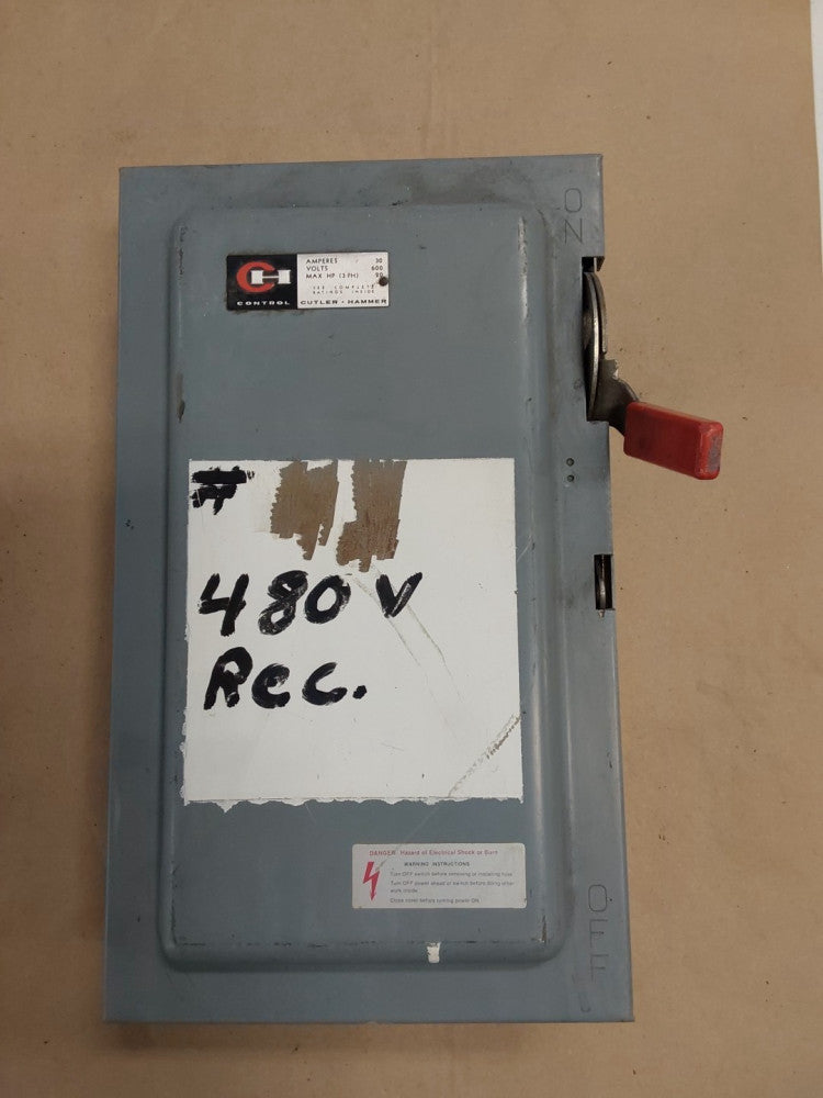 Cutler-Hammer DH361 30 Amp. Heavy Duty Safety Switch 600 V. A-C 3 POLE