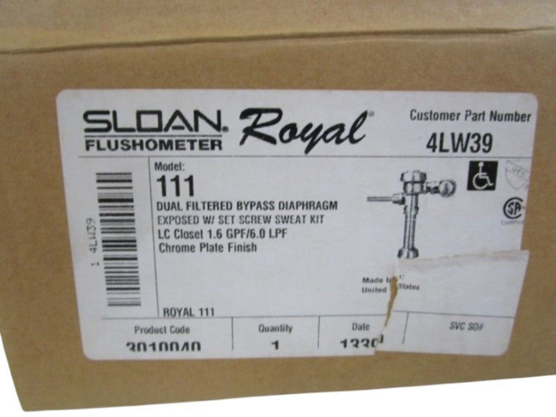 SLOAN DIAPHRAGM 4LW39 ( MISSING 90 DEGREE VALVE-AS PICTURED) NSMP