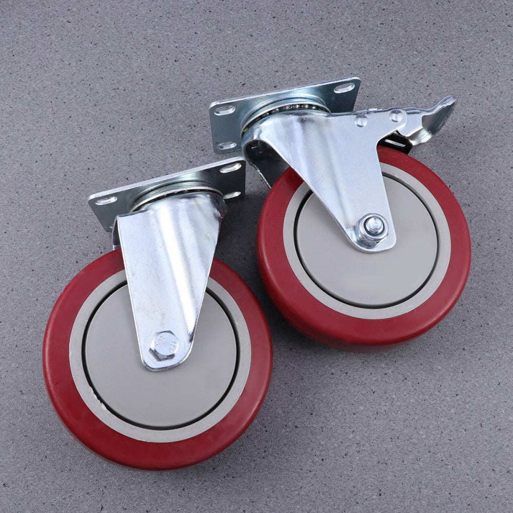 4PCS 5 Inch Jujube Red Anti-winding Universal Wheel Single- Casters